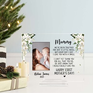 Personalisiertes Foto glücklicher erster Muttertag Rechteck-Plakette, erstes Muttertagsgeschenk vom Baby, personalisiertes Muttertagsgeschenk, neue Muttergeschenk