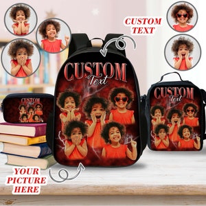 Sac à dos photo personnalisé pour la rentrée des classes, Sac à lunch pour petite fille, Pochette à crayons, Cadeau de rentrée des classes, Cadeau d'anniversaire pour fille et garçon