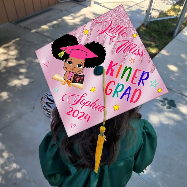 Personalized Black Kid Graduation Cap Topper, Kindergarten Nailed It Cap Topper, Custom Grad Topper for African American Kids, Class Of 2024