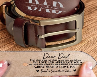 Personalized Dad Leather Belt, Father's Day Gifts, Funny Gift for Dad, Grandpa, Custom Name Belt For Dad, Gift for Dad, Grandpa