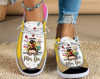 Personalized Name Teacher Dude Shoes, Teacher Appreciation End of Year, Back To School Gift, First Day Of School Gift, Gift For Graduation