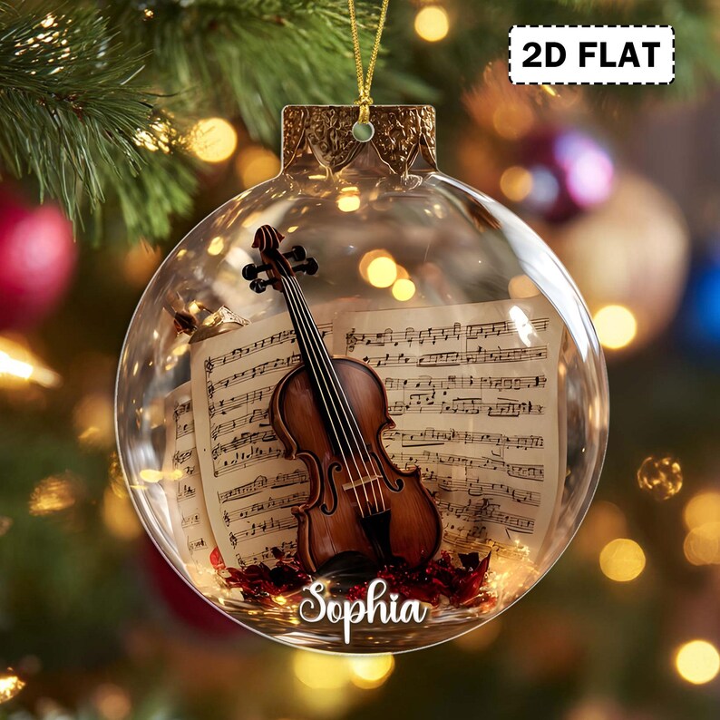 2D Flat Music Instrument Acrylic Ornament Set, Christmas Ornaments With ...
