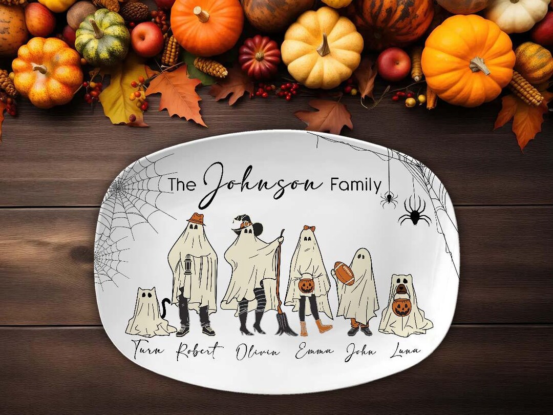Personalized Halloween Ghost Family Platter, Custom Halloween Plate ...