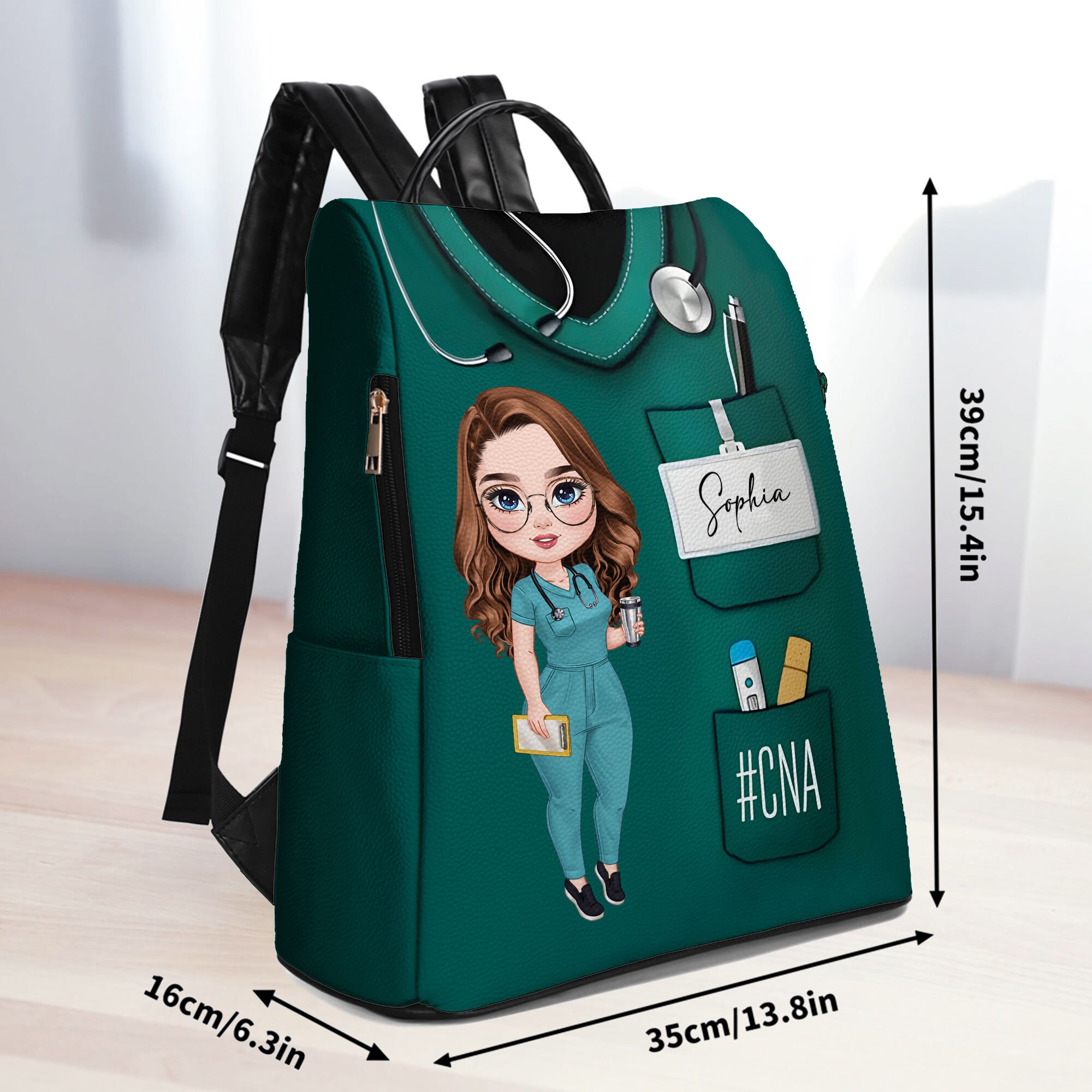 Personalisierter Krankenschwester-Rucksack aus PU-Leder für die Arbeit, Rucksack für Krankenschwester, RN LPN Krankenpflege-Schultasche, Afro-Krankenschwester-Rucksack, Schwarze Frauentaschen