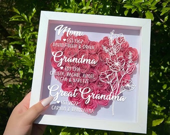 Personalized Great Grandma Gifts Shadow Flower Box, First Mom Then Grandma Now Great Grandma, Mother's Day Gift, Grandma Gifts, Nana Gifts