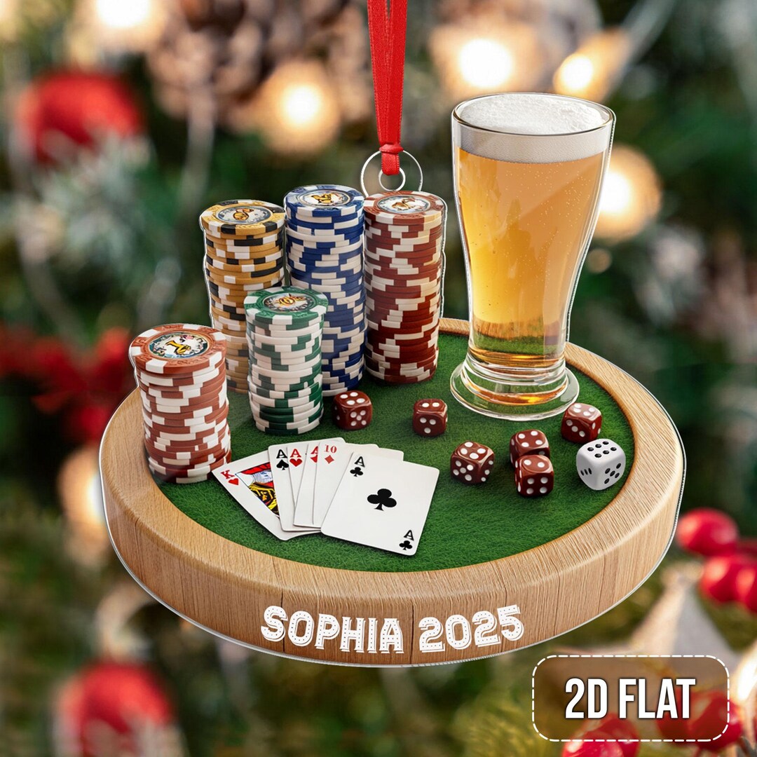 Personalized Poker 2D Flat Acrylic Ornament, Custom Game Table Ornament ...