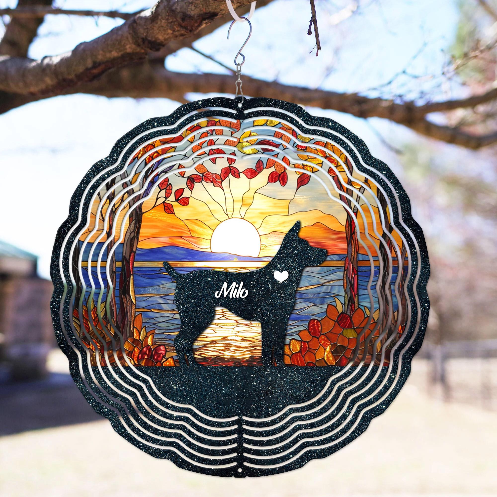 Personalized Pet Memorial Wind Spinner, Pet Dog Memorial Gift, Pet Memorial Ornament, Pet Loss Sympathy Wind Rotator, Dog Lover