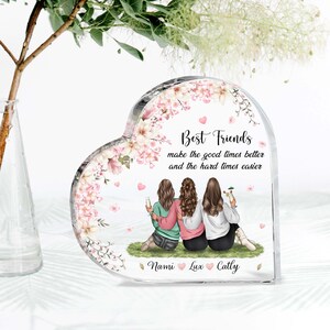 Personalized Best Friends Heart Acrylic Plaque, Custom Best Friend Gift ...