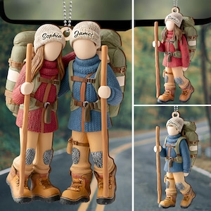Personalized Hiking Plywood Car Hanger, Custom Hiking Lovers Keychain, Camping Lover Gift, Keychain Gift For Hiking Club, Hiking Lover Gift