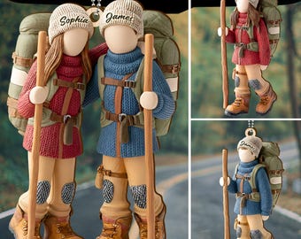 Cintre personnalisé pour voiture de randonnée en contreplaqué, porte-clés personnalisé pour amateurs de randonnée, cadeau pour amateur de camping, cadeau porte-clés pour club de randonnée, cadeau pour amateur de randonnée