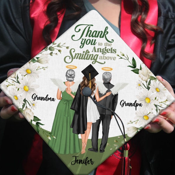 Personalized Thank You Parents Graduation Cap Topper, Graduation Cap Topper Class Of 2024, Memorial Cap Decoration, Family Grad Cap Topper