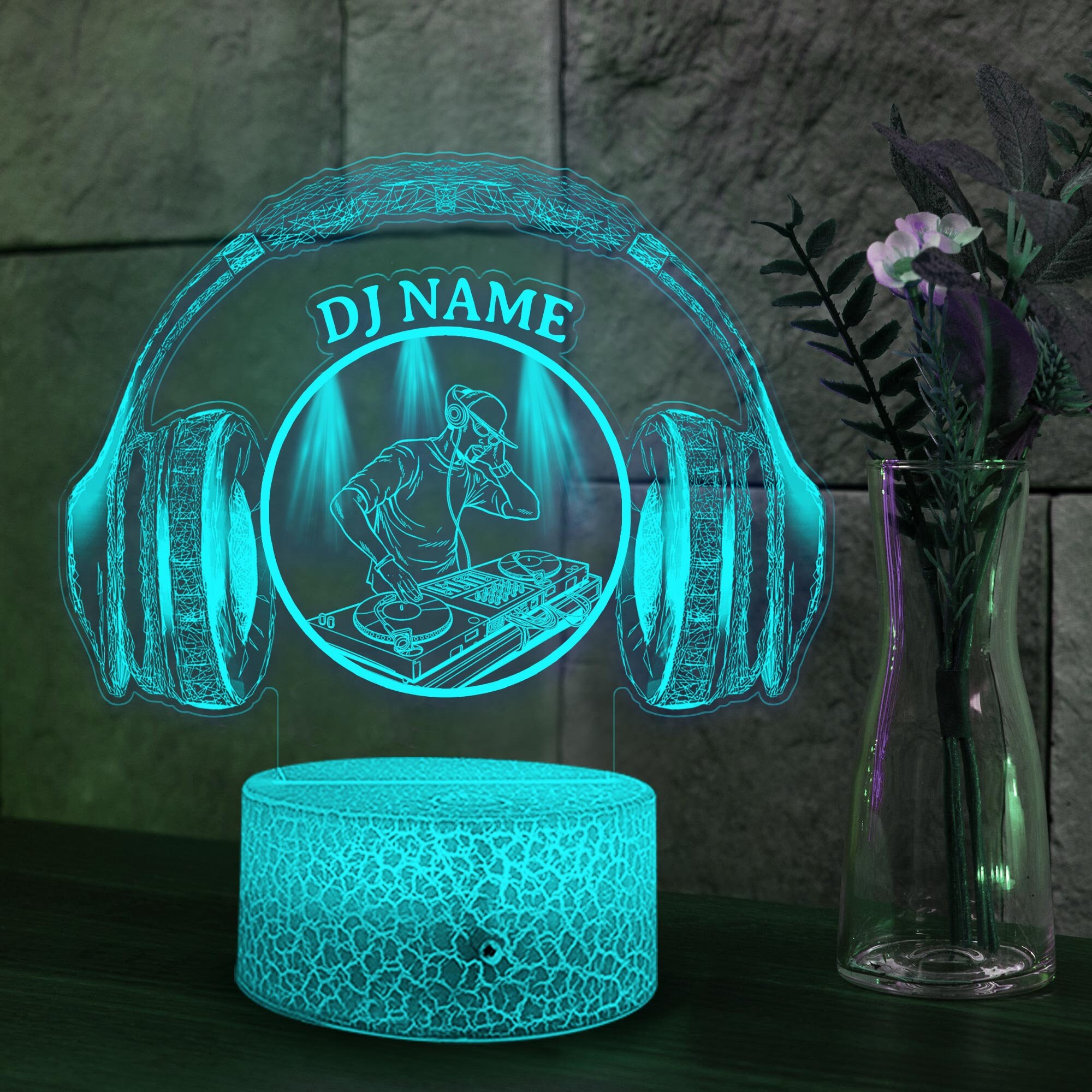 ASD Jewerly Art Mural En Métal Personnalisé DJ Disc Music, Nom Personnalisé DJ Player Room Decor Signe Avec Lumières LED, Décoration Murale Dj, Décoration De Club De Musique à Domicile