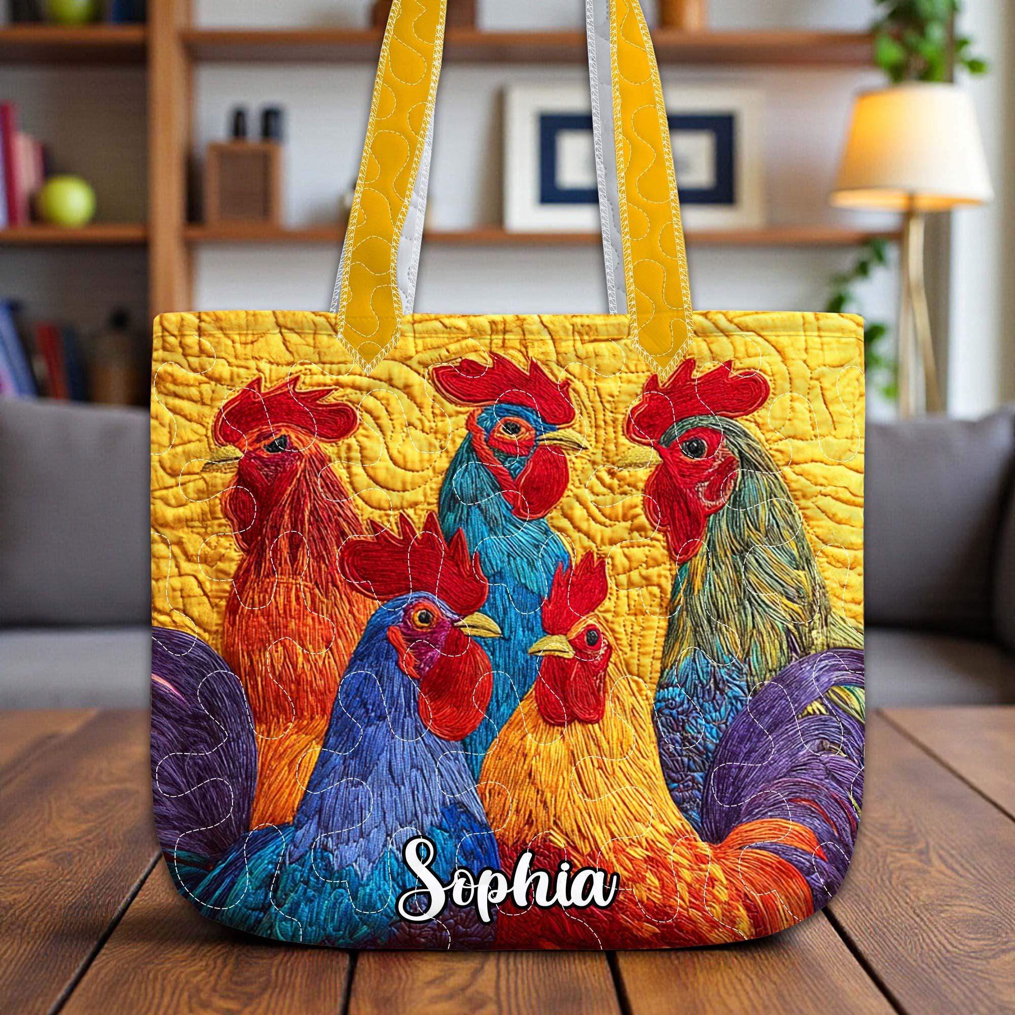 Sac fourre-tout à courtepointe coq, sac à main coloré coq, sac de ferme matelassé, cadeau unique pour les amateurs de coq, sac de ferme pour amateur d