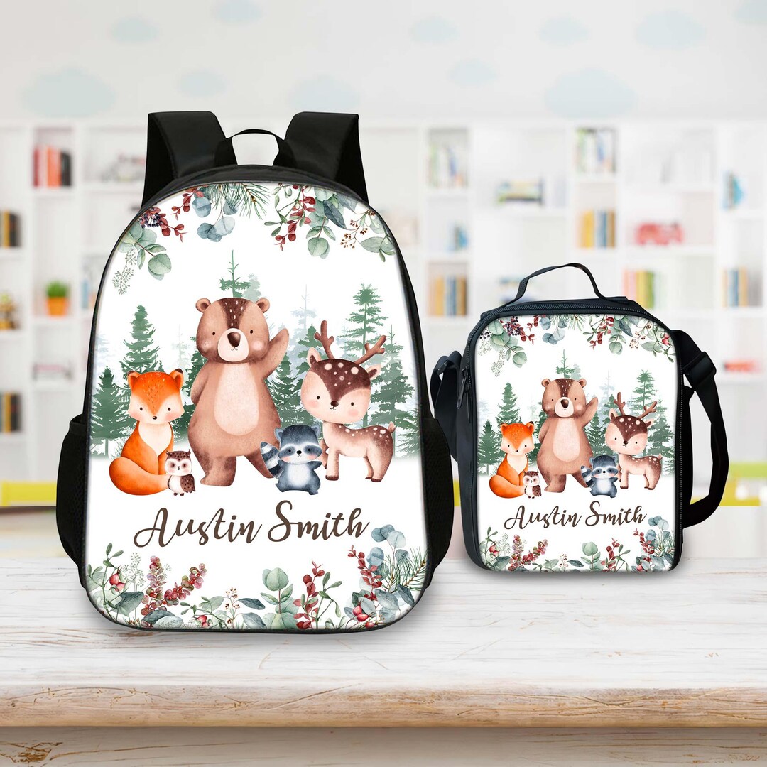 Personalized Back to School Backpack for Kids, Cute Animal Lunch Bag ...