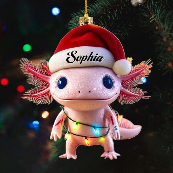 Personalized Axolotl Christmas Ornament, Custom Cute Axolotl Ornament, Unique Amphibian Pet Lover Xmas Gift 2025