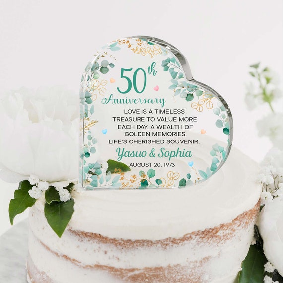 Décoration de gâteau d'anniversaire de mariage personnalisée, décoration de  gâteau acrylique 20e, 25e, 30e, 40e, 50e anniversaire, plaque acrylique  coeur d'anniversaire -  Canada