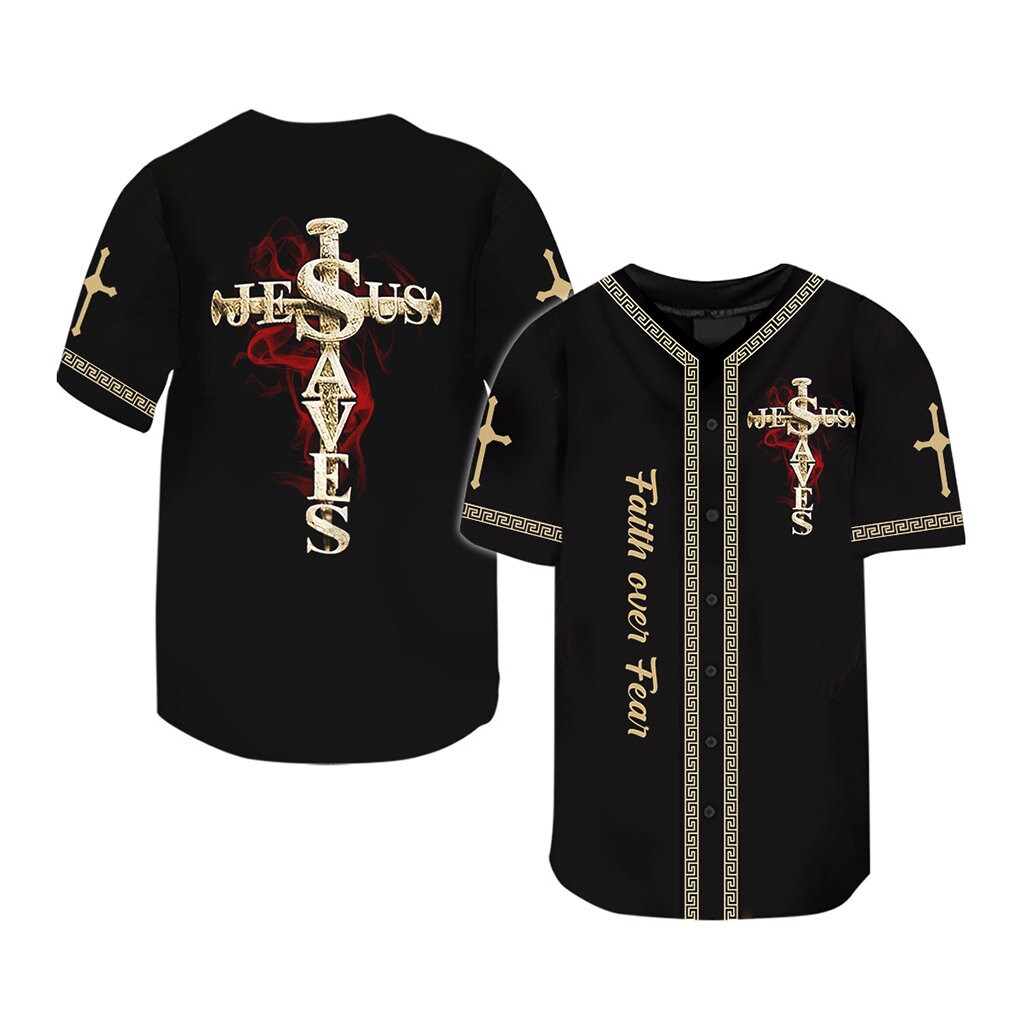 Jesus Baseball Jersey T-Shirt - Full Size Mesh Baseball Tee With V-Neck