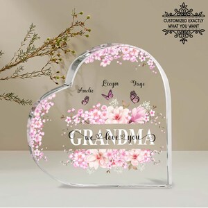 Personalized Grandkids Name Grandma Heart Acrylic Plaque, Grandma Gifts ...