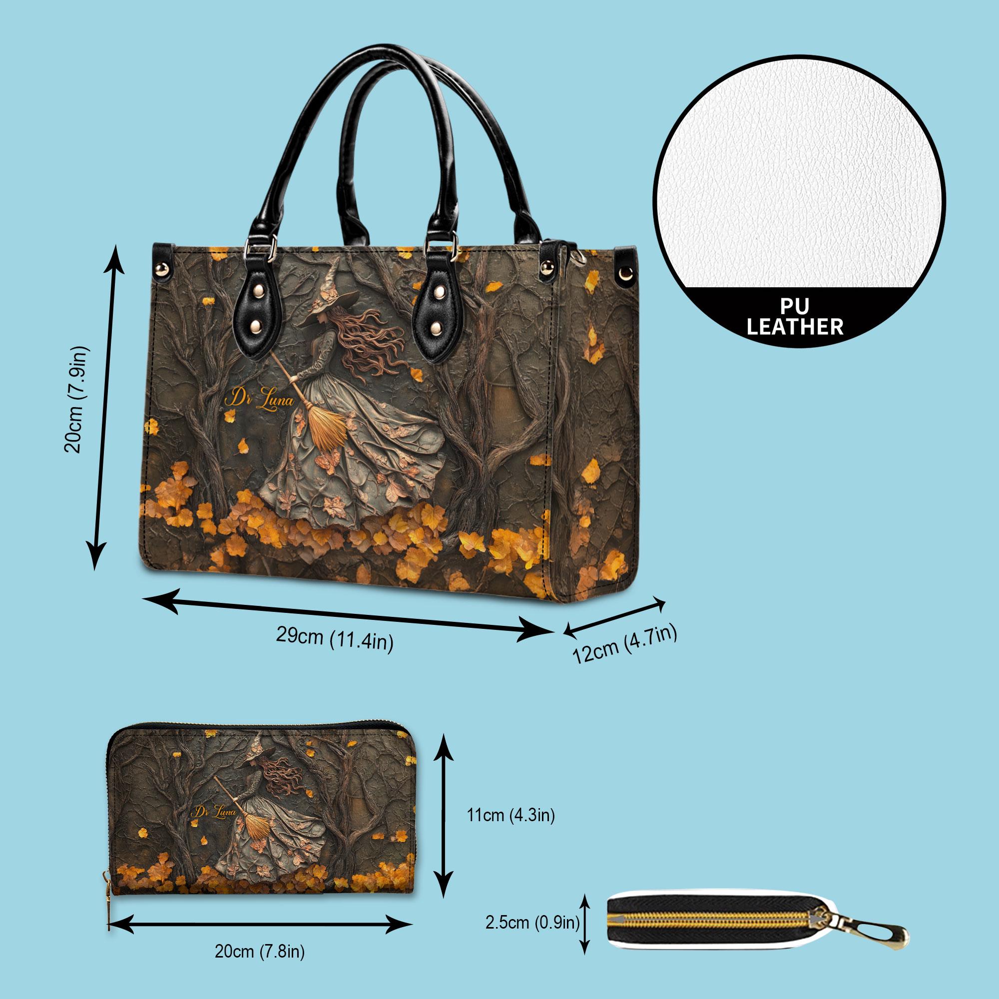 Personalized Witch Art Print Handbag With Handle, Spooky Halloween