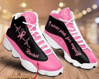 Personalized Name Breast Cancer Awareness Shoes, I Wear Pink For Myself, Breast Cancer Warrior, Pink Ribbon Shoes, Breast Cancer Gifts