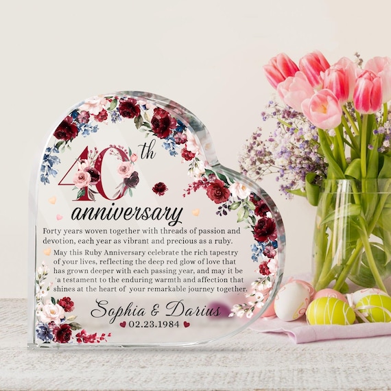Personalized 40th Wedding Anniversary Gift Heart Acrylic Plaque