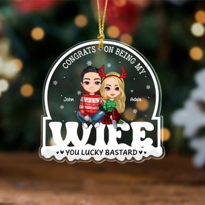 Personalized Couple Acrylic Ornament, Custom Couple Christmas Gift, Gift for Couple, Funny Christmas Decor Gift For Husband, Wife image 3