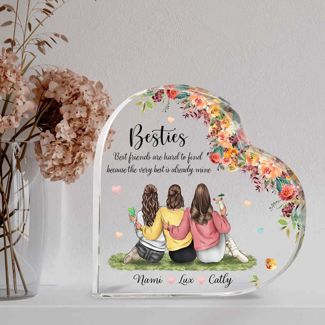 Personalized Best Friends Heart Acrylic Plaque, Custom Best Friend Gift ...