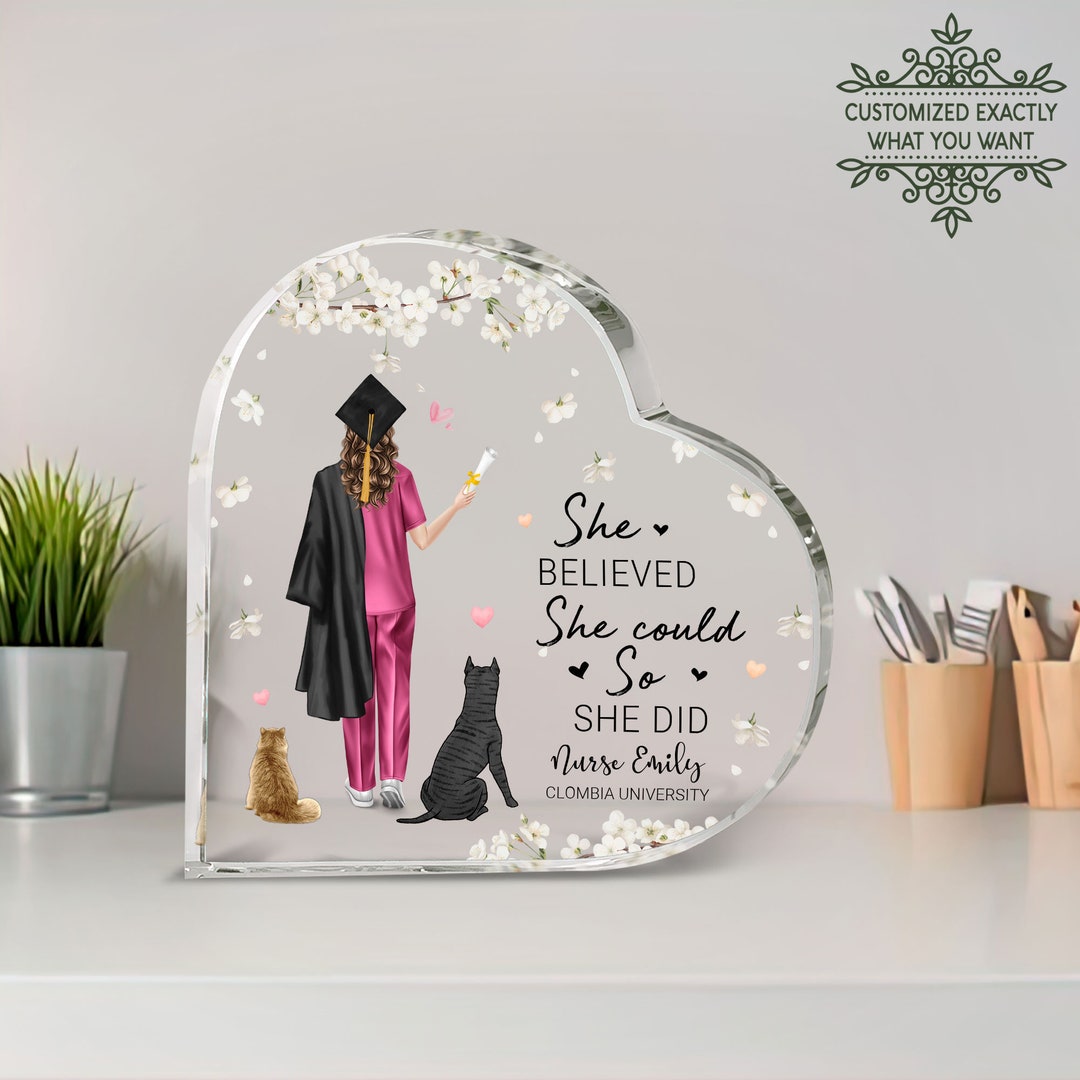 Personalized Veterinarian Graduation Print Heart Acrylic Plaque