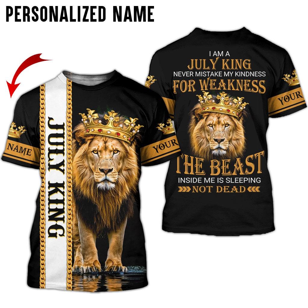 July birthday gift, July king, lion king shirt, birthday gift for him, birthday gift for husband, birthday gift for son, personalized name