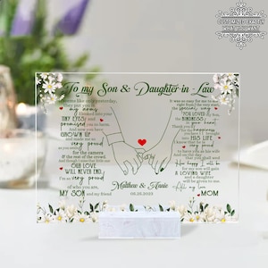 Personalized Wedding Gift For Son And Daughter In Law, Wedding Gift Rectangle Plaque From Mother Of The Groom, Gift For Son On His Wedding