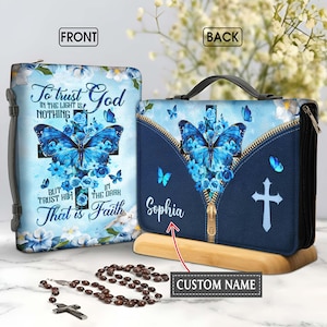 Custom Christian Art Bible Cover, Trust Him In The Dark Bible Cover, Religious Gifts For Women, Christian Gift for woman, Flower Book Cover