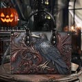 Raven PU Leather Handbag With Handle, Gothic Crow Bags, Halloween Gift For Raven Lover, Cottagecore Witch Raven Bags, Spooky Beautiful Gift product logo