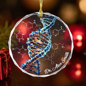 Personalisierte DNA-Glasverzierung, Geschenke des Chemieingenieurs, Geschenke des analytischen Chemikers, Geschenke des Chemikers, Geschenke für Wissenschaftler, DNA-Geschenke