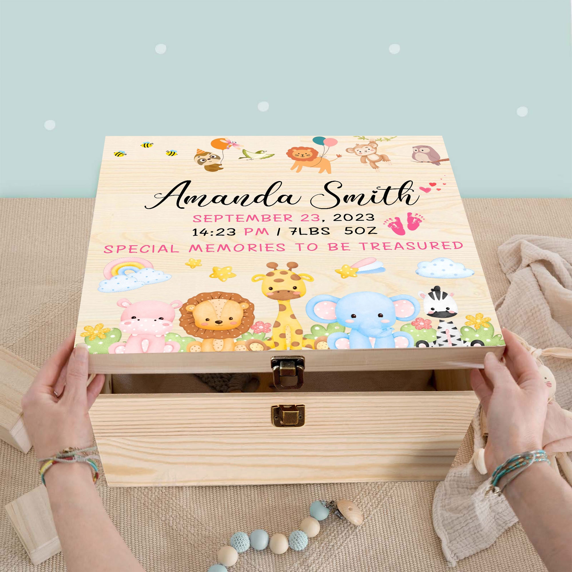 Personalized Baby Memory Keepsake Box, Wooden Keepsake Box for Newborn ...