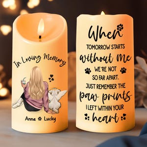 Personalized Pet Memorial Led Candle, Dog, Cat Memorial Light, Pet Remembrance Gift, Pet Sympathy Gift, Pet Loss Gift