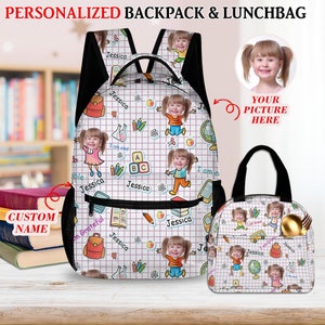 Sac à dos photo personnalisé pour la rentrée des classes pour enfants, Sac à dos et cartable pour enfants avec prénom personnalisé, Cadeau d'anniversaire pour enfant, Sac à dos pour enfant, Sac pour tout-petit