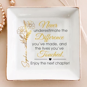 Custom Retirement Ceramic Ring Dish, Happy Retirement Jewelry Dish, Appreciation Gift, Thank You Teacher Gift, Retired Gift, Coworker Gift
