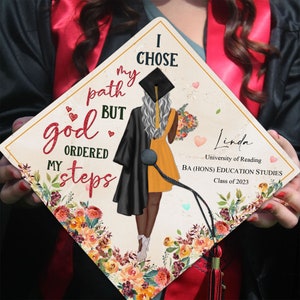 Personalized Black Queen Grad Cap Topper, Graduation Cap Topper, Class Of 2024, She Believed She Could So She Did, Graduation Decoration