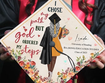 Personalized Black Queen Grad Cap Topper, Graduation Cap Topper, Class Of 2024, She Believed She Could So She Did, Graduation Decoration