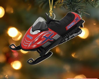 Personalized 2D Flat Snowmobile Christmas Acrylic Ornament, Custom Snowmobile Ornament, Winter Sports Holiday Tree Decoration Gift 2025