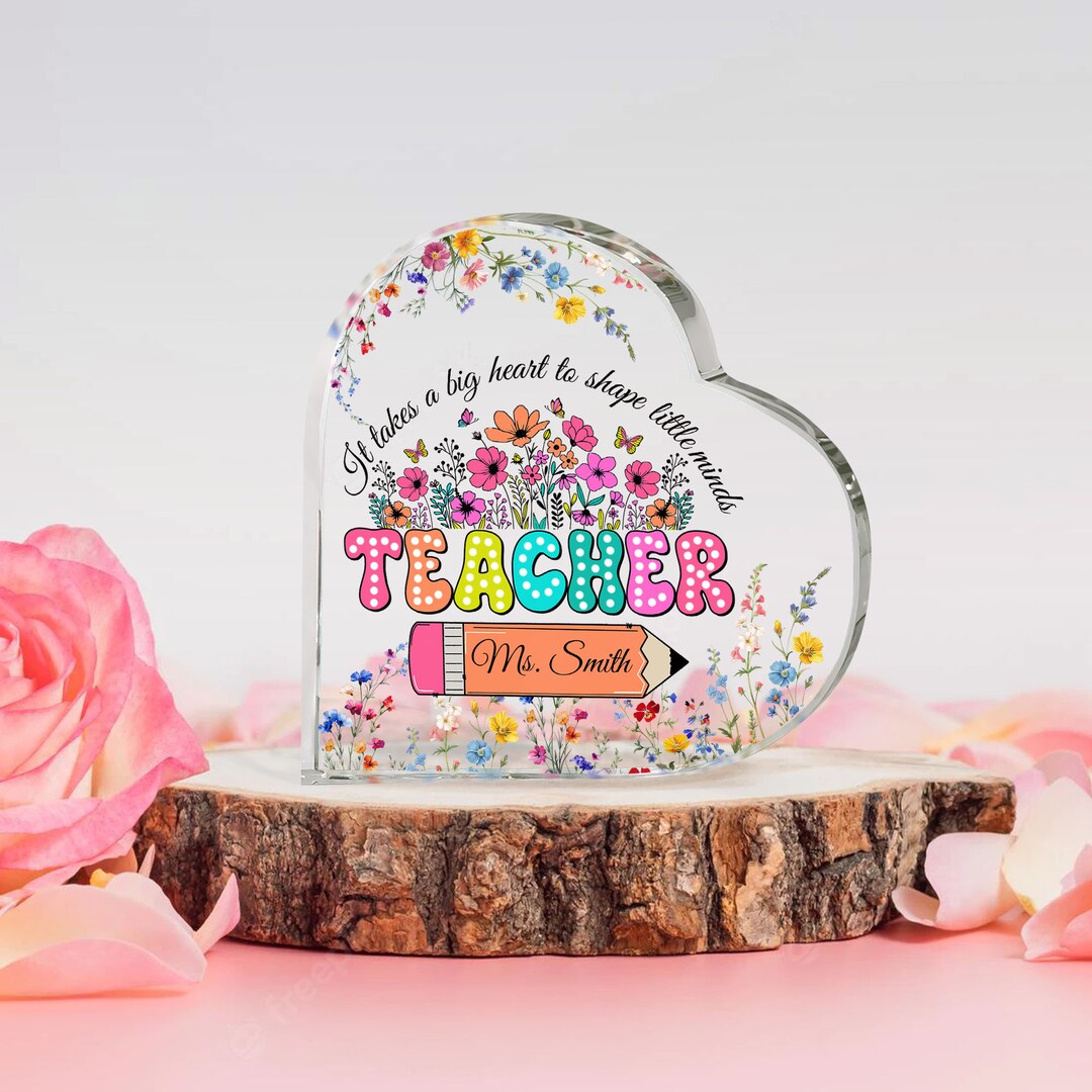 Personalized Teacher Appreciation Heart Acrylic Plaque, Thank You ...