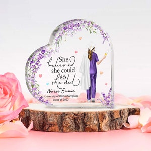 Personalized nurse graduation heart acrylic plaque, nurse graduation gift, custom nurse print, gift for nurse,  new nurse gift