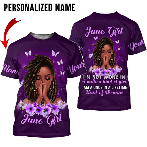 Personalized Name June Birthday Shirt, Legging, Hoodie, June Girl Shirt,  Afro Birthday Tshirt, African American Girl Birthday -  Canada