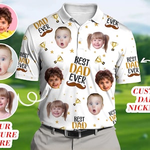 Custom Face Kids Photo Polo Shirt, Custom Best Dad Ever Polo Shirt For Dad, Father&#39;s Day Gift For Dad, Father, Shirt Gift For Father