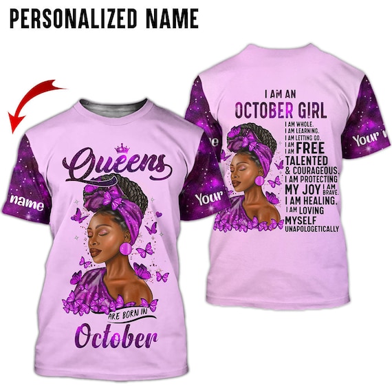 Womens Queens Are Born In October Shirts For Women - Birthday Girl T-Shirt Womens Queens Are Born In October Shirts For Women - Birthday Girl T-Shirt