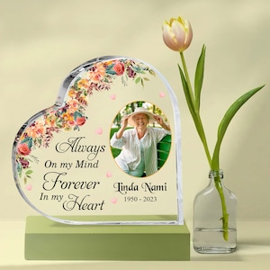Personalized Photo Memorial Heart Acrylic Plaque, In Loving Memory Acrylic Sign, Memorial Gift For Loss Of Father/ Mother/ Grandma/ Grandpa