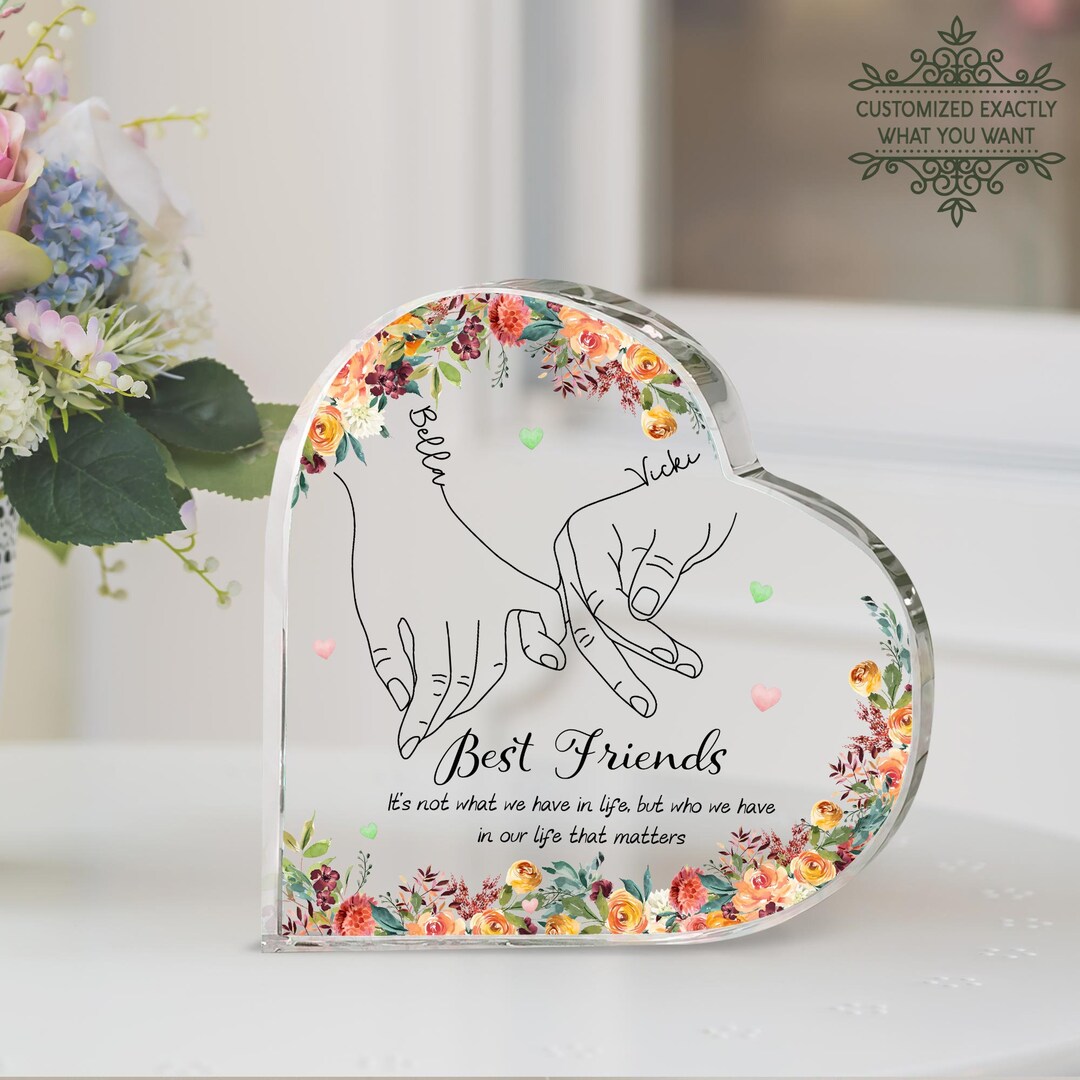 Personalized Best Friends Heart Acrylic Plaque, Custom Best Friend Gift ...