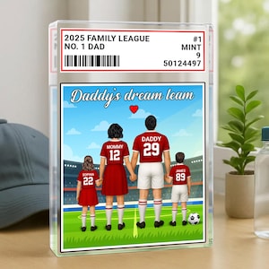 Spersonalizowany numer 1 Tata - Piłka Nożna Rodzina Liga Drużyna Dream Action Display Karta Akrylowy Blok/Brelok/Zawieszka Samochodowa, Prezent Na Dzień Ojca 2025