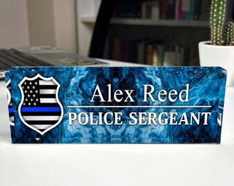 Placa de nombre personalizada del escritorio de la oficina de acrílico del oficial de policía, placa de identificación del jefe de policía, apreciación del detective, graduación de la academia de policía
