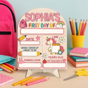Letrero escolar reutilizable de madera personalizado para el primer día de clases, letrero de regreso a clases para niños, tablero escolar de madera, regalo para estudiantes